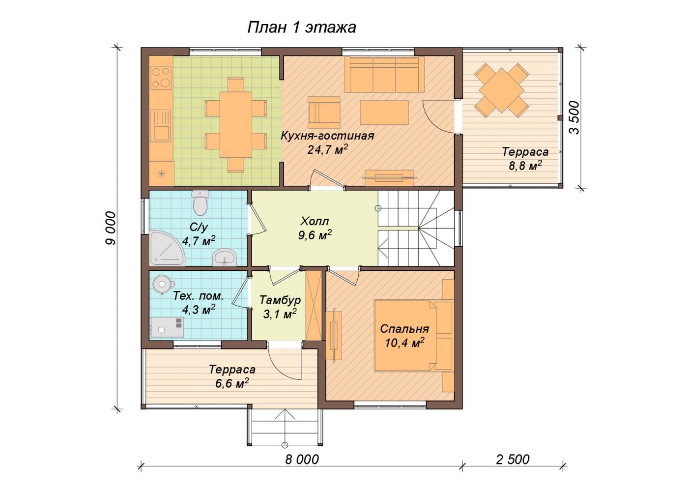 Дом каркасный Турин с террасой — фото 4